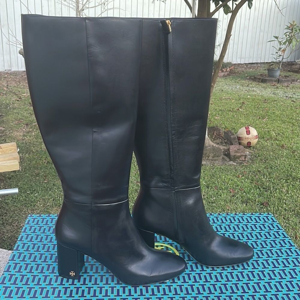 Elegant Black Leather Knee-High Boots